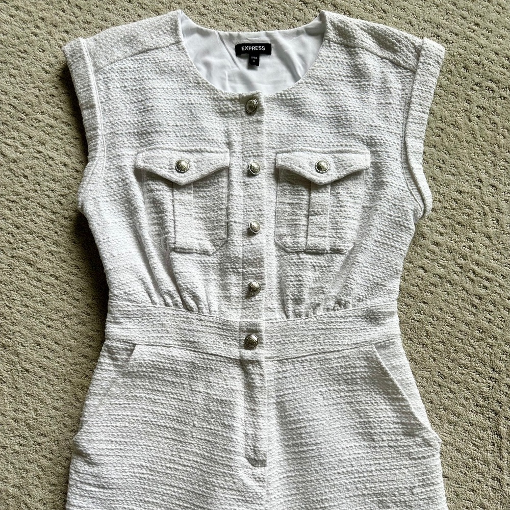 Express women's white short sleeve romper size 8